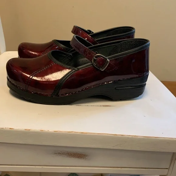 Dansko Deep Red Mary Jane Clog Shoes - Picture 7 of 8